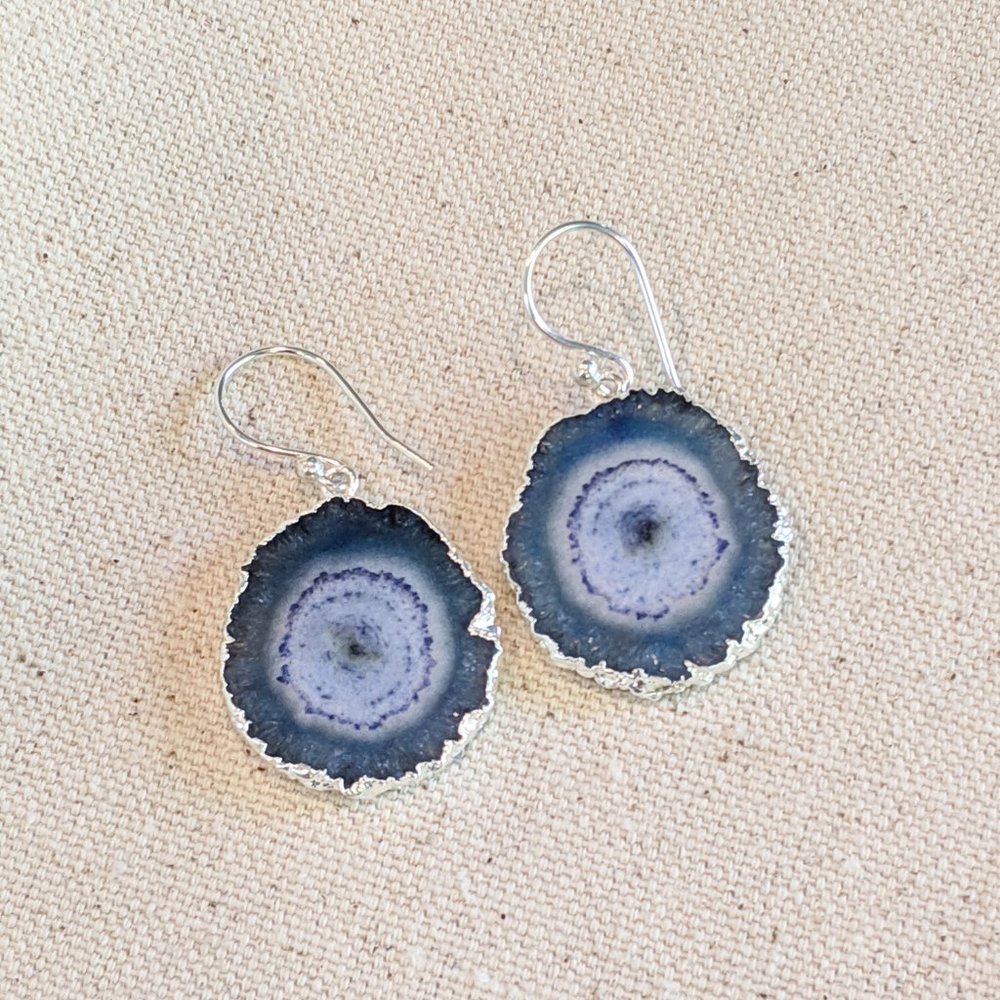 Blue druzy ring earrings